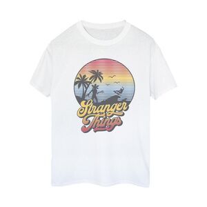 Netflix Womens/Ladies Stranger Things LA Gradient Cotton Boyfriend T-Shirt / Whi